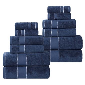 SUPERIOR 12 pc Niles Egyptian Giza Cotton Dobby Ultra-Plush Towel Set