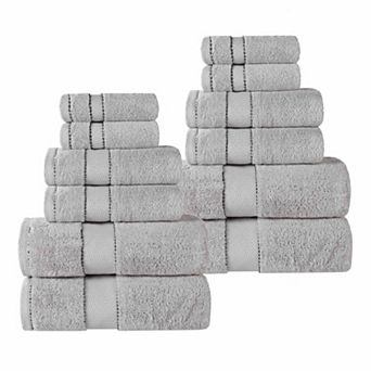 SUPERIOR 12 pc Niles Egyptian Giza Cotton Dobby Ultra-Plush Towel Set