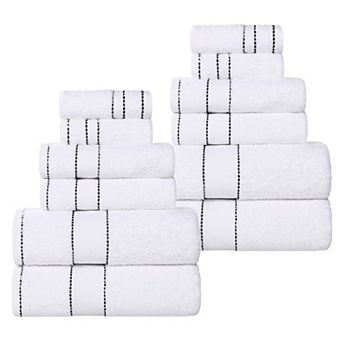 SUPERIOR 12 pc Niles Egyptian Giza Cotton Dobby Ultra-Plush Towel Set