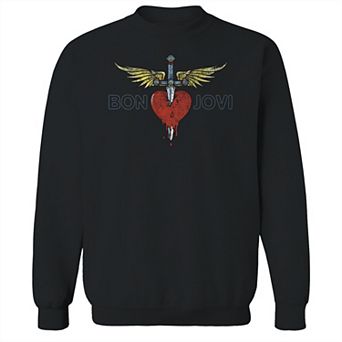 Men's Bon Jovi H&D Distressed Graphic Crew Sweatshirt
