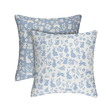 Celebrate Together Easter 2-pack Blue & White Bunnies Pillow