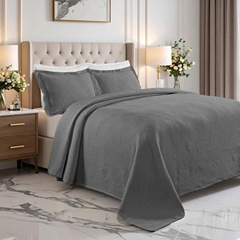 SUPERIOR Cascade Wave All-Season Matelassé Bedspread & Sham Set
