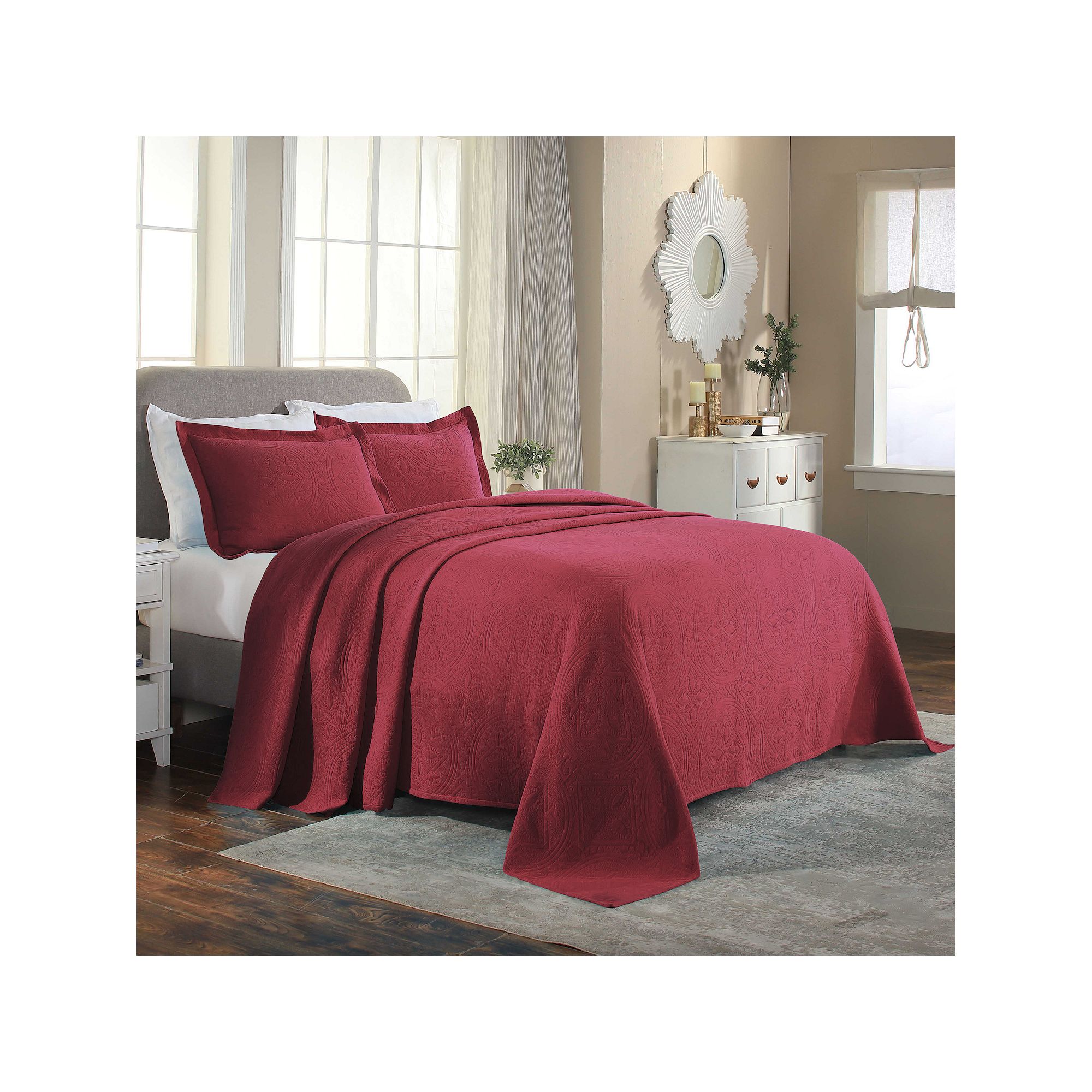 SUPERIOR Celtic Circle Textured Jacquard Matelassé Bedspread & Sham Set
