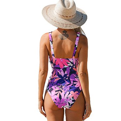 Women's Cupshe Alegría Plunge Ladder Trim One-Piece Swim Suit