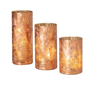Haven Living LED Holiday Candle Jar 3 pc Set Table Decor