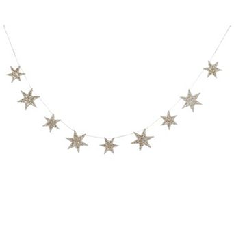 Haven Living 5' Silver Glitter Star Christmas Garland