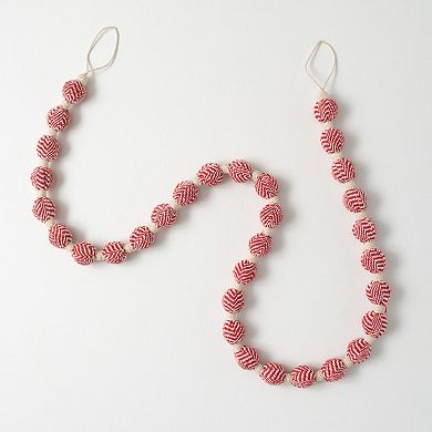 Haven Living 6' Red Herringbone Ball Christmas Garland