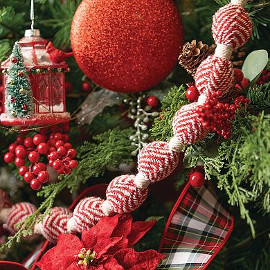 Haven Living 6' Red Herringbone Ball Christmas Garland