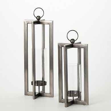 Haven Living 2-Piece Modern Industrial Lantern Set Floor Decor