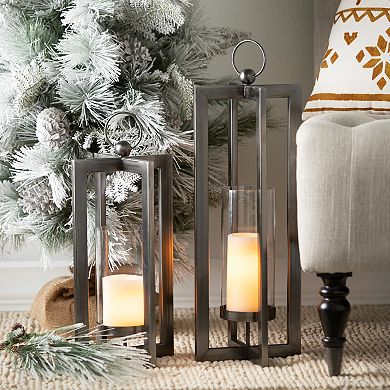 Haven Living 2-Piece Modern Industrial Lantern Set Floor Decor