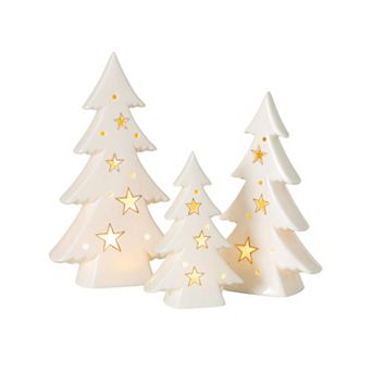Haven Living 3 pc LED Porcelain Fir Tree Table Decor Set