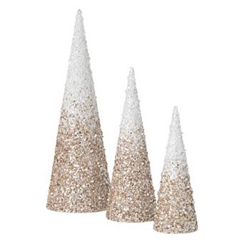 Haven Living 3 pc Beaded Cone Christmas Tree Set