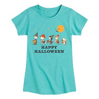 Girls 7-16 Peanuts Retro Halloween Group Tee
