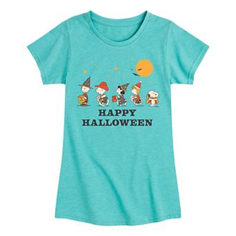 Girls 7-16 Peanuts Retro Halloween Group Tee