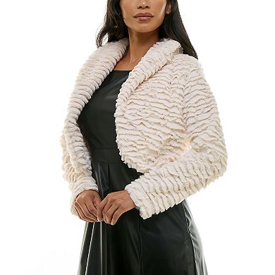 Women's Nina Leonard Curved Faux Fur Bolero