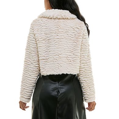 Women's Nina Leonard Curved Faux Fur Bolero