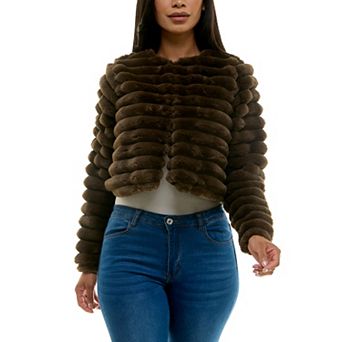Women's Nina Leonard Long Sleeve Faux Fur Bolero