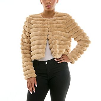 Women's Nina Leonard Long Sleeve Faux Fur Bolero