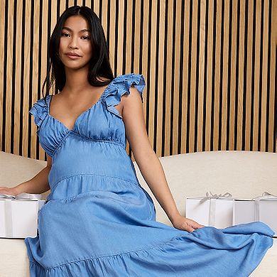 Maternity Motherhood® Babydoll Ruffle Maxi Dress