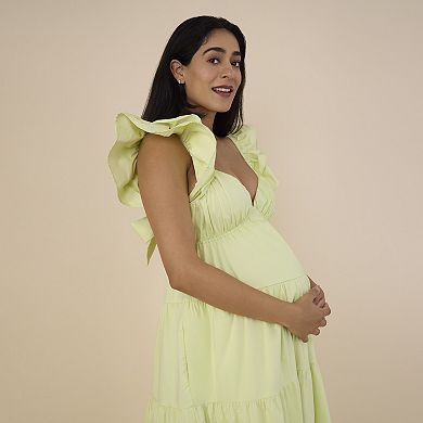 Maternity Motherhood® Babydoll Ruffle Maxi Dress