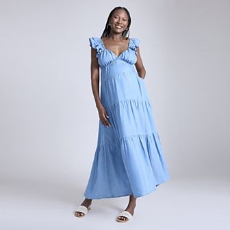 Maternity Motherhood® Babydoll Ruffle Maxi Dress