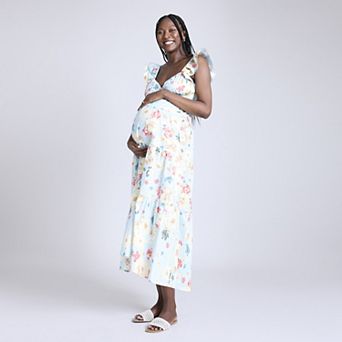 Maternity Motherhood® Babydoll Ruffle Maxi Dress