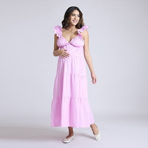 Женские платья Maternity Motherhood ® Babydoll Ruffle Maxi Dress