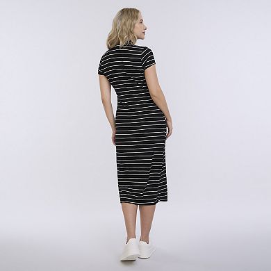 Maternity Motherhood Mock Neck Midi Dress