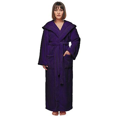 Womens Hooded Ankle Length Long Fleece Bathrobe