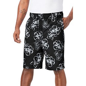 Kingsize Men's Big & Tall Hibiscus Print 8 Swim Trunks