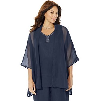 Catherines Women's Plus Size Petite Ritzy Cardigan & Tank Set