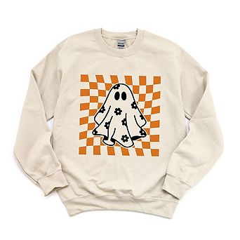 Checkered Flower Ghost Sweatshirt