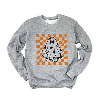 Checkered Flower Ghost Sweatshirt
