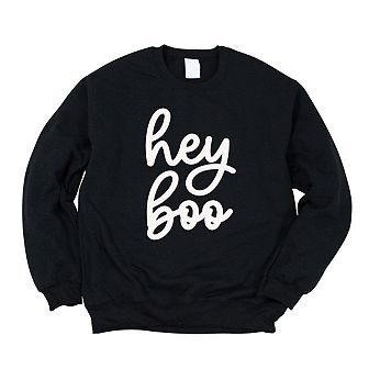 Hey Boo Cursive Puff Print Sweatshirt