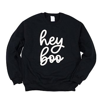 Hey Boo Cursive Puff Print Sweatshirt