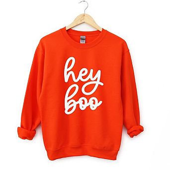 Hey Boo Cursive Puff Print Sweatshirt