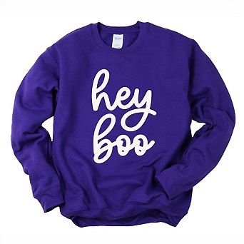 Hey Boo Cursive Puff Print Sweatshirt