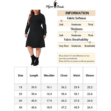 Women's Plus Size Knit Pullover Sweater Dress Fall Crew Neck Long Sleeve