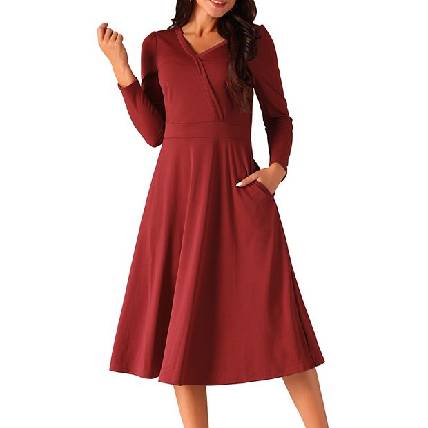 Long sleeve midi swing dress best sale