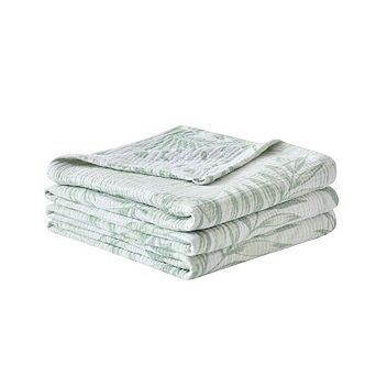 Vintage Cotton Muslin Throw Blanket, Reversible