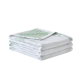 Vintage Cotton Muslin Throw Blanket, Reversible