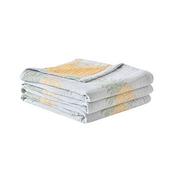 Vintage Cotton Muslin Throw Blanket, Reversible