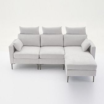 89" Chenille Couch With Extra Wide Chaise For Living Room