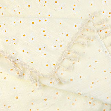 Rectangle Cotton Yellow Restaurant Picnic Party Tablecloth 1 Pc, 35" X 35"