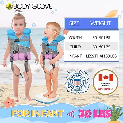 Body Glove Vision Infant Swim Vest Nylon Life Jacket Fits Less Than 30 lbs