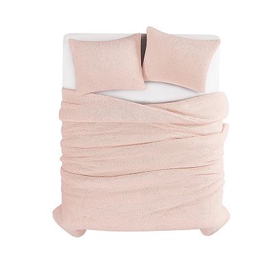Brooklyn Loom Marshmallow Sherpa Blush Comforter Set