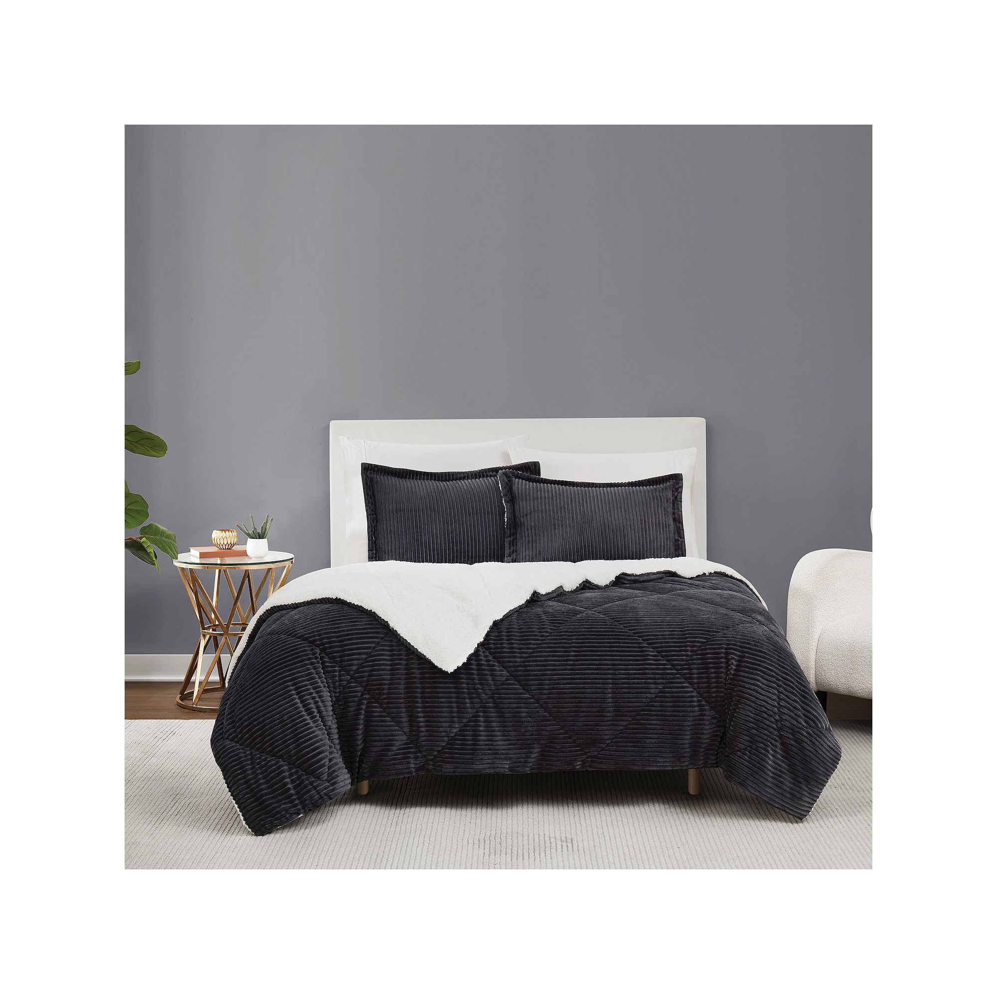 Brooklyn Loom Corduroy Comforter Set, Gray