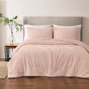Brooklyn Loom Oversized Marshmallow Sherpa Blush 3 pc Comforter Set