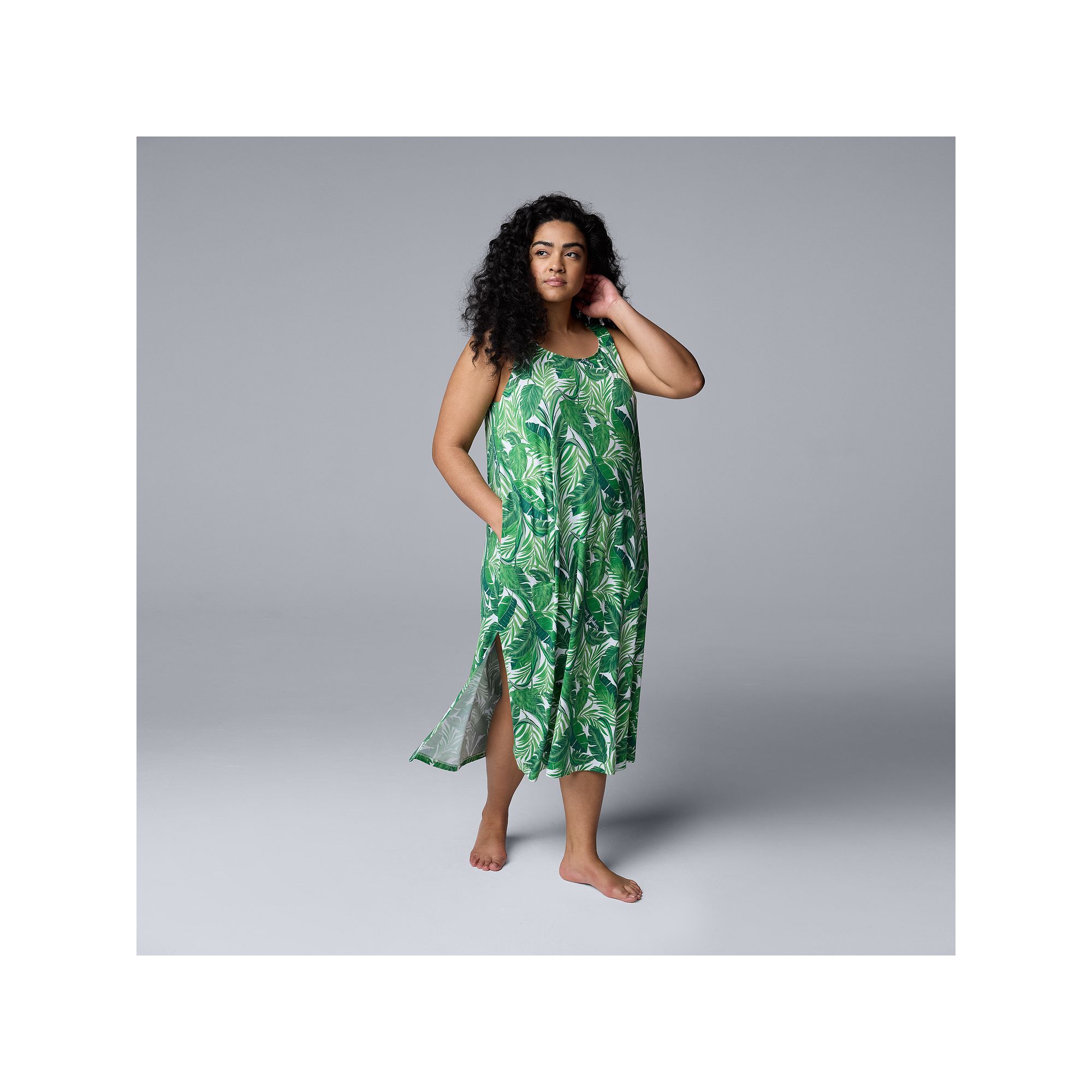 Plus Size Simply Vera Vera Wang Cozy Maxi Chemise Sleep Dress, Womens, Siz
