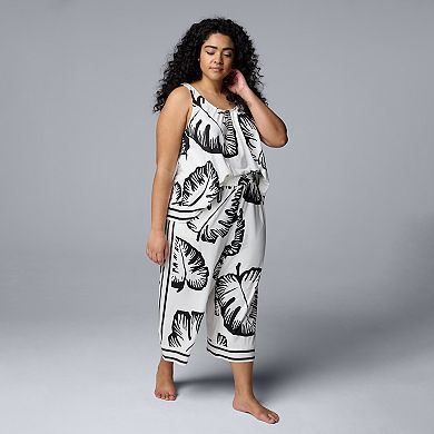 Plus Size Simply Vera Vera Wang 2-Piece Tank & Culotte Pants Sleep Set